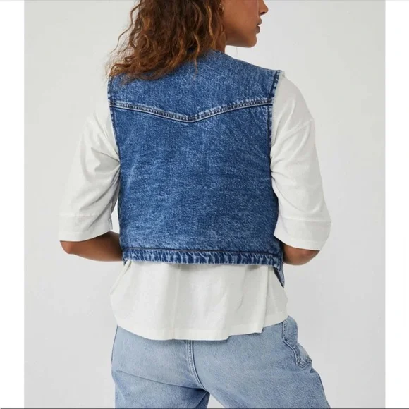 Free People We The Free! Florence Ranch Vest in Light Blue NWT! - Picture 5 of 10